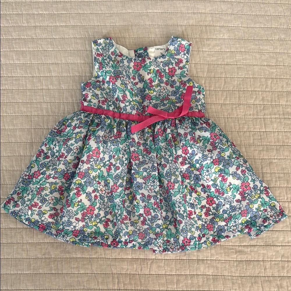 Carter's Pink and Green Tiered A-Line Sundress